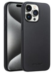 QIALINO For iPhone 15 Pro Max Case Silicone-PU Phone Cover | Compatible with MagSafe Black iPhone 15 Pro Max by The Case Factory