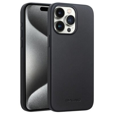QIALINO For iPhone 15 Pro Max Case Silicone-PU Phone Cover | Compatible with MagSafe Black iPhone 15 Pro Max by The Case Factory