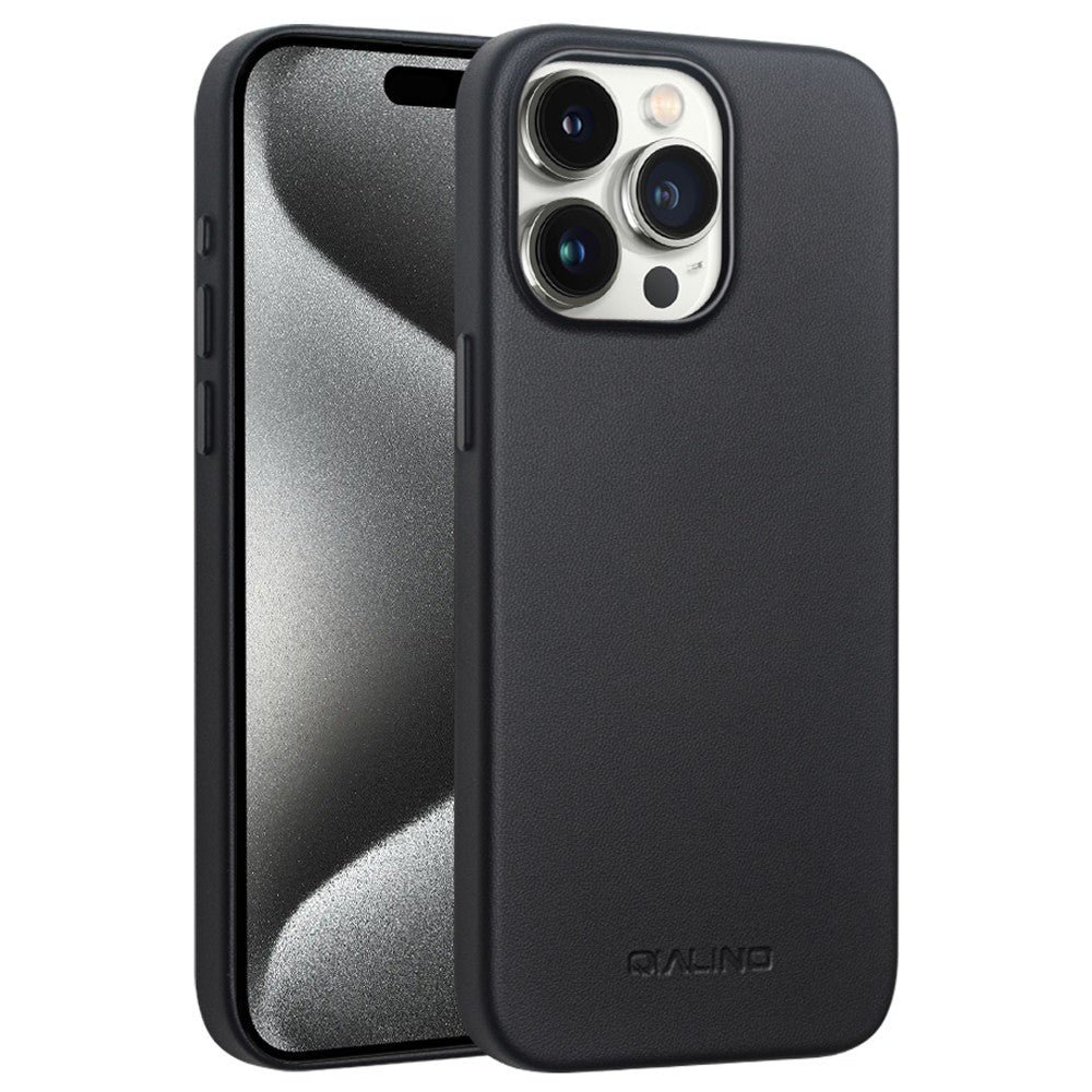 QIALINO For iPhone 15 Pro Case Silicone-PU Phone Cover | Compatible with MagSafe Black iPhone 15 Pro by The Case Factory