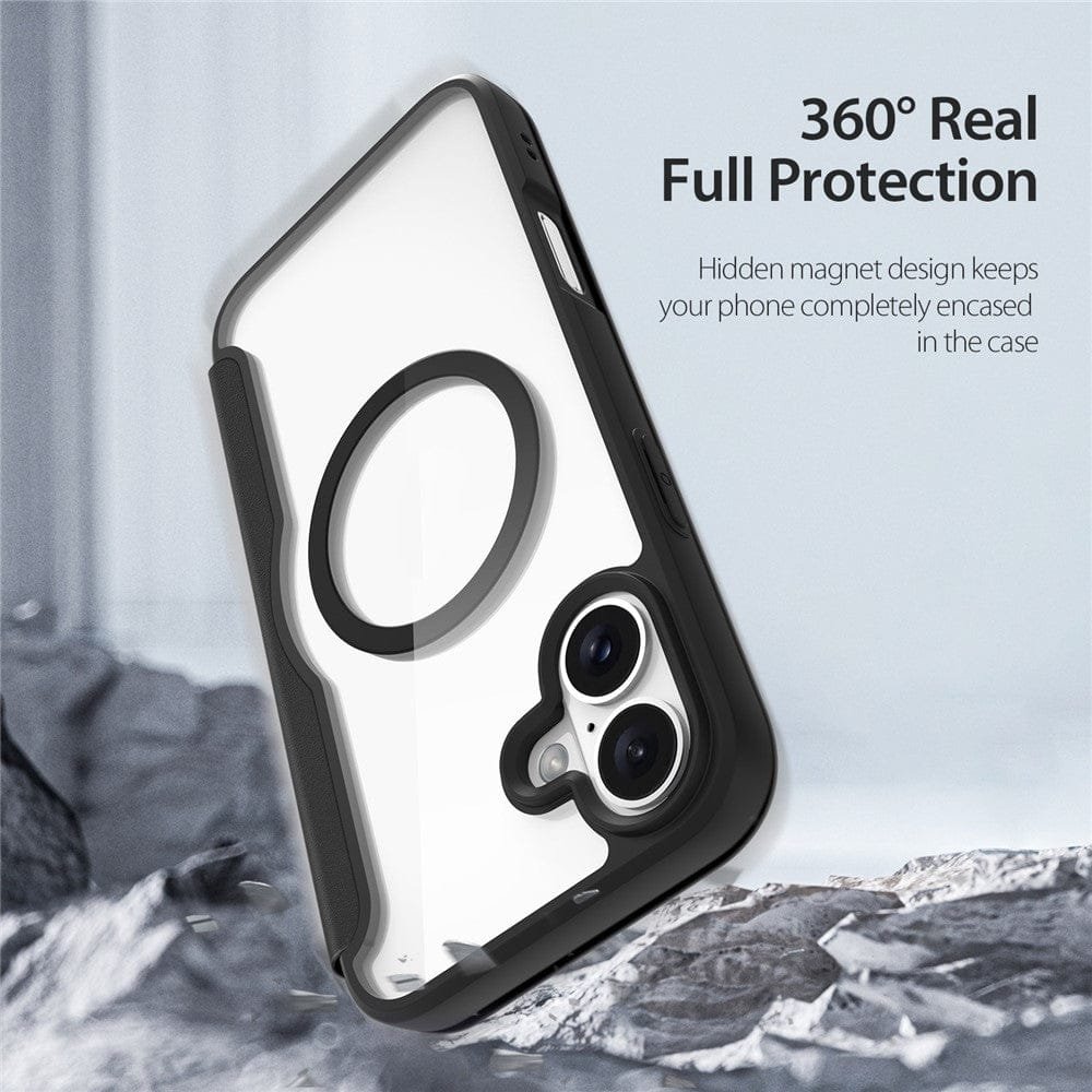 DUX DUCIS Skin X Pro for iPhone 16 Magnetic Case Card Slot Leather Flip Phone Cover by The Case Factory