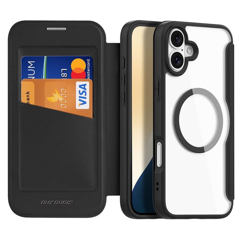 DUX DUCIS Skin X Pro for iPhone 16 Magnetic Case Card Slot Leather Flip Phone Cover by The Case Factory