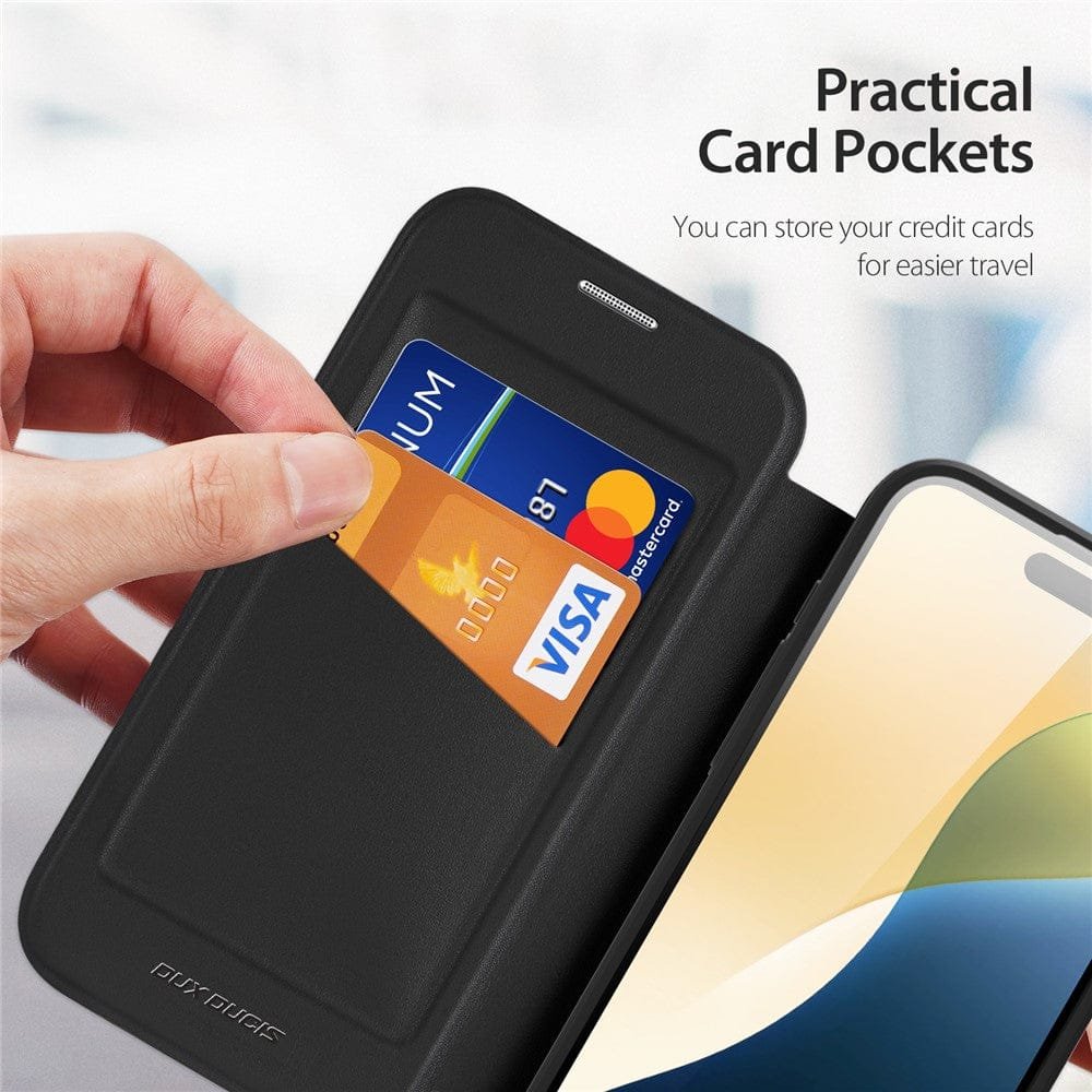 DUX DUCIS Skin X Pro for iPhone 16 Magnetic Case Card Slot Leather Flip Phone Cover by The Case Factory