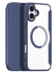 DUX DUCIS Skin X Pro for iPhone 16 Plus Case Card Slot Leather Cover | Compatible with MagSafe Blue iPhone 16 Plus by The Case Factory