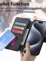 CASENEO MW-03 For iPhone 15 Pro Case Magnetic Detachable Wallet Leather Flip Phone Cover by The Case Factory