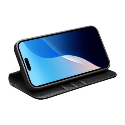 QIALINO For iPhone 16 Pro Max Case Card Holder Genuine Cow Leather Stand Phone Cover by The Case Factory
