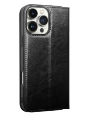 QIALINO For iPhone 16 Pro Max Case Card Holder Genuine Cow Leather Stand Phone Cover by The Case Factory