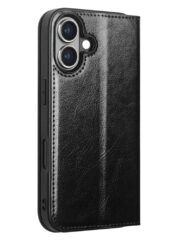 QIALINO For iPhone 16 Plus Case Card Holder Genuine Cow Leather Stand Phone Cover by The Case Factory