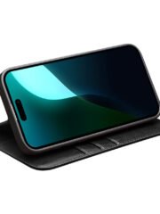 QIALINO For iPhone 16 Case Genuine Cow Leather Card Holder Stand Flip Phone Cover by The Case Factory