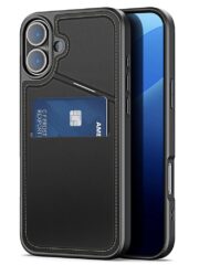 DUX DUCIS Rafi II Series for iPhone 16 Magnetic Case RFID Blocking Leather Phone Cover Black iPhone 16 by The Case Factory