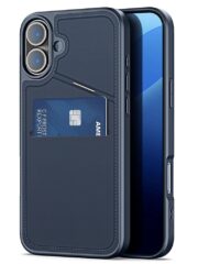 DUX DUCIS Rafi II Series for iPhone 16 Magnetic Case RFID Blocking Leather Phone Cover Blue iPhone 16 by The Case Factory