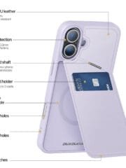 DUX DUCIS Rafi II Series for iPhone 16 Plus Magnetic Case Card Holder Leather Phone Cover by The Case Factory