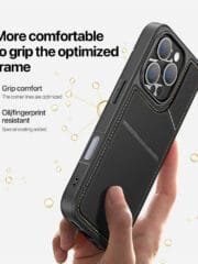 DUX DUCIS Rafi II Series for iPhone 16 Pro Magnetic Case Kickstand Card Slots Leather Phone Cover by The Case Factory