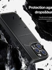 DUX DUCIS Rafi II Series for iPhone 16 Pro Magnetic Case Kickstand Card Slots Leather Phone Cover by The Case Factory