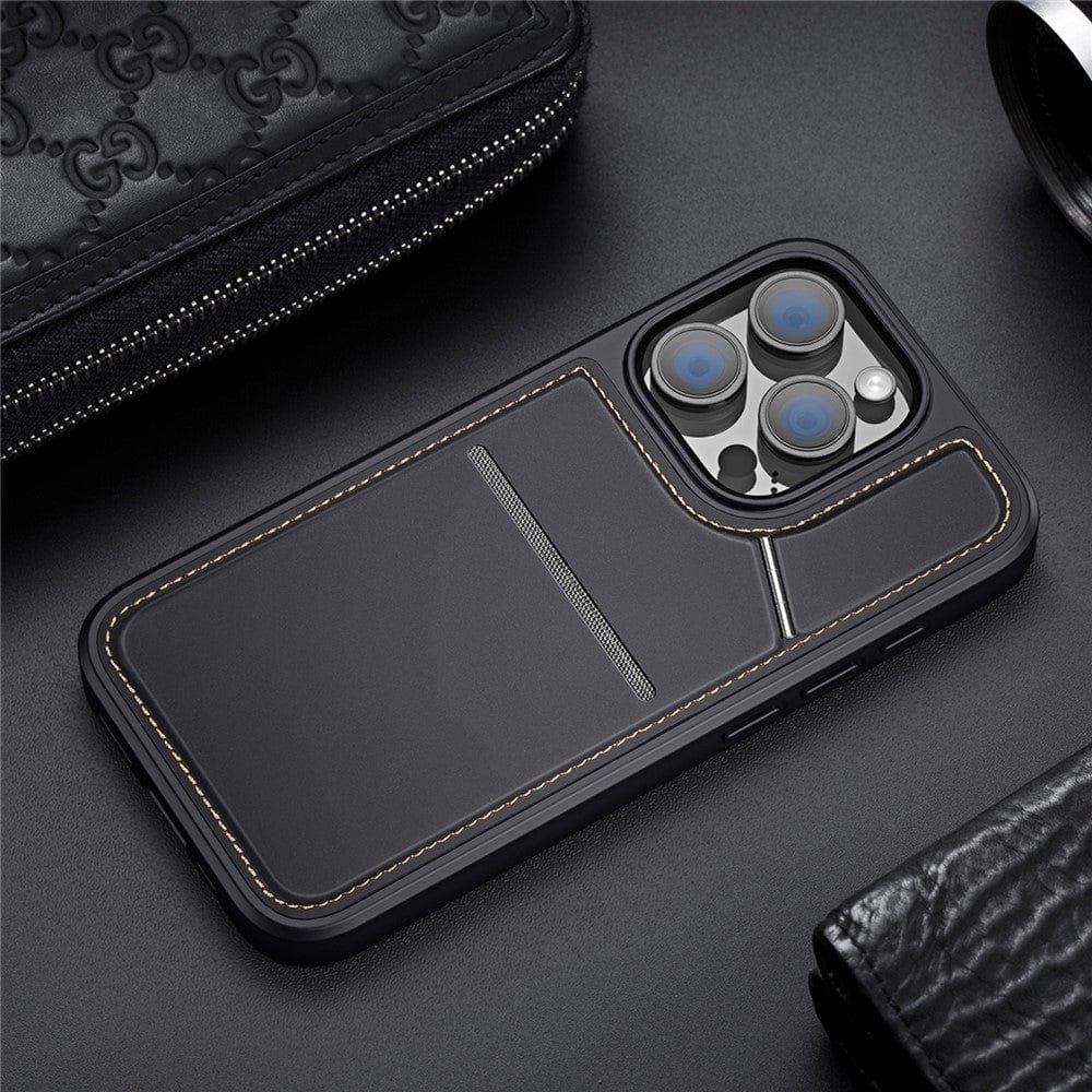 DUX DUCIS Rafi II Series for iPhone 16 Pro Magnetic Case Kickstand Card Slots Leather Phone Cover by The Case Factory