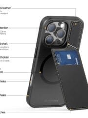 DUX DUCIS Rafi II Series for iPhone 16 Pro Magnetic Case Kickstand Card Slots Leather Phone Cover by The Case Factory