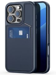 DUX DUCIS Rafi II Series for iPhone 16 Pro Max Case RFID Blocking Card Slots Leather Cover | Compatible with MagSafe Blue iPhone 16 Pro Max by The Case Factory
