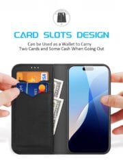 DUX DUCIS Hivo Series for iPhone 16 Pro Max Case Cowhide Leather RFID Blocking Wallet Cover by The Case Factory