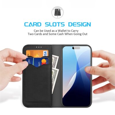 DUX DUCIS Hivo Series for iPhone 16 Pro Max Case Cowhide Leather RFID Blocking Wallet Cover by The Case Factory