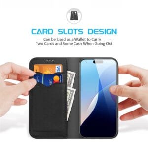 DUX DUCIS Hivo Series for iPhone 16 Pro Case Cowhide Leather Wallet Stand Flip Phone Cover by The Case Factory