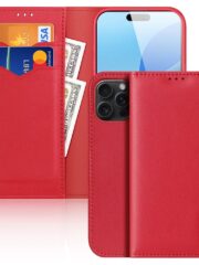 DUX DUCIS Hivo Series for iPhone 16 Pro Case Cowhide Leather Wallet Stand Flip Phone Cover Red iPhone 16 Pro by The Case Factory