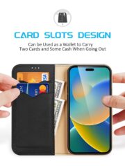 DUX DUCIS Hivo Series Phone Case for iPhone 14 Pro Full Protection Genuine Leather Folio Flip Wallet Cover Stand RFID Blocking Shell by The Case Factory