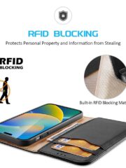 DUX DUCIS Hivo Series Phone Case for iPhone 14 Pro Full Protection Genuine Leather Folio Flip Wallet Cover Stand RFID Blocking Shell by The Case Factory