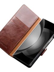 QIALINO For Samsung Galaxy Z Fold6 Wallet Case Waxy Genuine Leather Magnetic Closure Flip Phone Cover by The Case Factory
