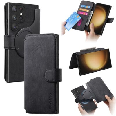 CASENEO MW-03 For Samsung Galaxy S23 Ultra Magnetic Case Detachable Wallet Leather Phone Flip Cover Black Samsung Galaxy S23 Ultra by The Case Factory