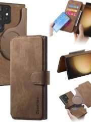 CASENEO MW-03 For Samsung Galaxy S23 Ultra Magnetic Case Detachable Wallet Leather Phone Flip Cover Brown Samsung Galaxy S23 Ultra by The Case Factory