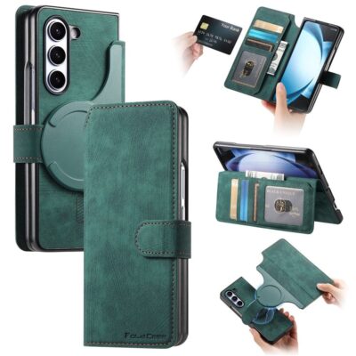 CASENEO For Samsung Galaxy Z Fold6 Case Leather 2-in-1 Magnetic Detachable Wallet Phone Cover Green Samsung Galaxy Z Fold6 by The Case Factory
