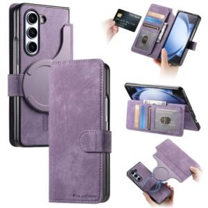 CASENEO For Samsung Galaxy Z Fold6 Case Leather 2-in-1 Magnetic Detachable Wallet Phone Cover Purple Samsung Galaxy Z Fold6 by The Case Factory