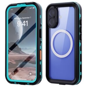 REDPEPPER Dot+ Series For iPhone 16 Phone Case IP68 Waterproof Clear Phone Cover | Compatible with MagSafe Blue iPhone 16 by The Case Factory