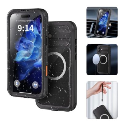 REDPEPPER For iPhone 16 Plus Case IP68 Waterproof Clear Phone Cover | Compatible with MagSafe Black iPhone 16 Plus by The Case Factory