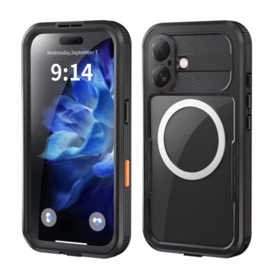 REDPEPPER For iPhone 16 Phone Case IP68 Waterproof Clear Phone Cover | Compatible with MagSafe Black iPhone 16 by The Case Factory