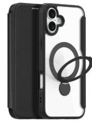 DUX DUCIS Skin X Pro Series for iPhone 16 Magnetic Case Rotary Kickstand Card Slot Leather Phone Cover Black iPhone 16 by The Case Factory
