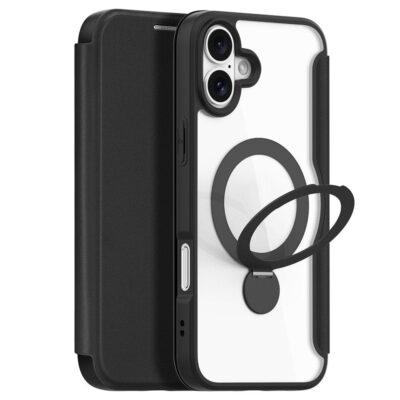 DUX DUCIS Skin X Pro Series for iPhone 16 Magnetic Case Rotary Kickstand Card Slot Leather Phone Cover Black iPhone 16 by The Case Factory
