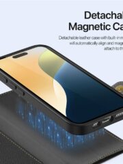 DUX DUCIS Lawa Series for iPhone 16 Plus Case Detachable Zipper Wallet Cowhide Leather Cover | Compatible with MagSafe by The Case Factory
