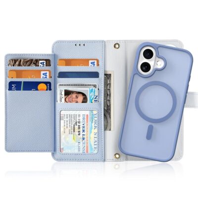 DUX DUCIS Lawa Series for iPhone 16 Magnetic Case Detachable Zipper Wallet Cowhide Leather Cover by The Case Factory