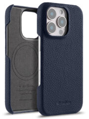 MELKCO For iPhone 16 Pro Max Case Genuine Cow Leather Phone Cover | Compatible with MagSafe Dark Blue iPhone 16 Pro Max by The Case Factory