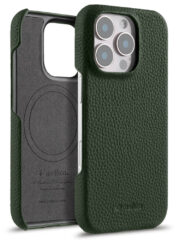 MELKCO For iPhone 16 Pro Max Case Genuine Cow Leather Phone Cover | Compatible with MagSafe Dark Green iPhone 16 Pro Max by The Case Factory