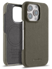 MELKCO For iPhone 16 Pro Max Case Genuine Cow Leather Phone Cover | Compatible with MagSafe Grey iPhone 16 Pro Max by The Case Factory
