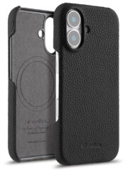 MELKCO For iPhone 16 Case Genuine Cow Leather Phone Cover | Compatible with MagSafe Black iPhone 16 by The Case Factory