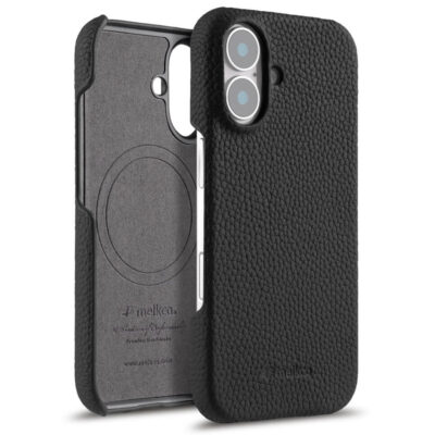 MELKCO For iPhone 16 Case Genuine Cow Leather Phone Cover | Compatible with MagSafe Black iPhone 16 by The Case Factory