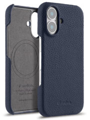 MELKCO For iPhone 16 Case Genuine Cow Leather Phone Cover | Compatible with MagSafe Dark Blue iPhone 16 by The Case Factory