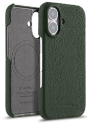 MELKCO For iPhone 16 Case Genuine Cow Leather Phone Cover | Compatible with MagSafe Dark Green iPhone 16 by The Case Factory