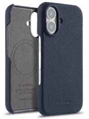 MELKCO For iPhone 16 Plus Case Genuine Cow Leather Phone Cover | Compatible with MagSafe Dark Blue iPhone 16 Plus by The Case Factory