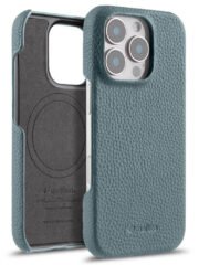 MELKCO For iPhone 16 Pro Case Genuine Cow Leather Phone Cover | Compatible with MagSafe Blue iPhone 16 Pro by The Case Factory