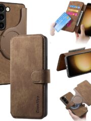 CASENEO For Samsung Galaxy S23 Magnetic Case Detachable Wallet Leather Phone Flip Cover Brown Samsung Galaxy S23 by The Case Factory