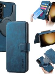 CASENEO For Samsung Galaxy S23 Magnetic Case Detachable Wallet Leather Phone Flip Cover Dark Blue Samsung Galaxy S23 by The Case Factory