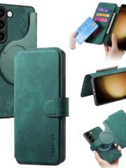 CASENEO For Samsung Galaxy S23 Magnetic Case Detachable Wallet Leather Phone Flip Cover Green Samsung Galaxy S23 by The Case Factory